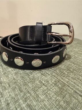 Black Studded Belt with Silver Hardware